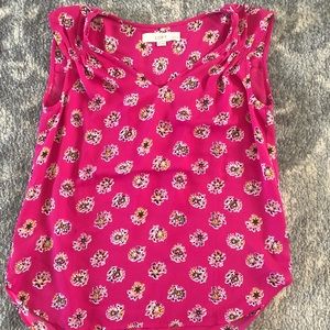LOFT sleeveless blouse. Pink patterned. XXSP